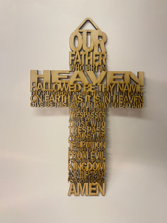 Laser Cut Lords Prayer Cross 11.5"