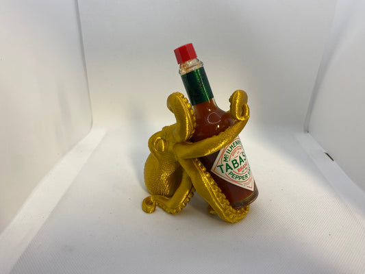 3D printed Octopus Tabasco Holder (Gold)