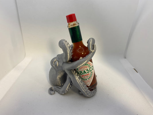 3D printed Octopus Tabasco Holder (Silver)